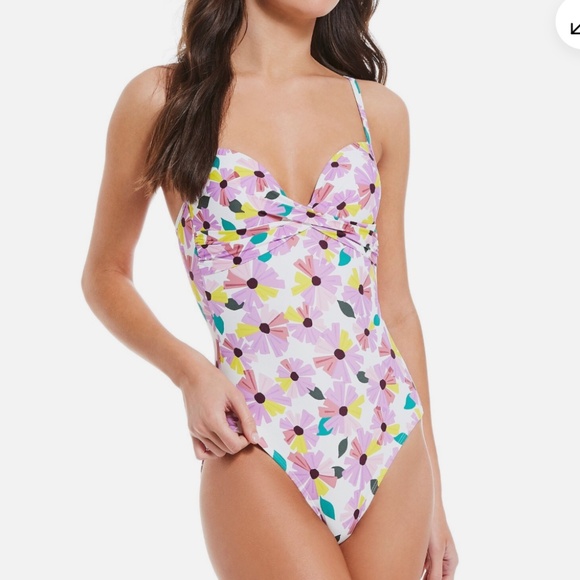Kate Spade Floral Womens Wallflower Draped Molded Cup One Piece Size XS - Picture 1 of 9